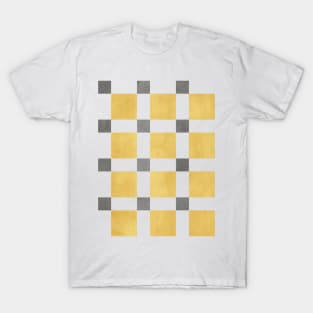 Chequer Pattern Warm Yellow Dark Grey T-Shirt